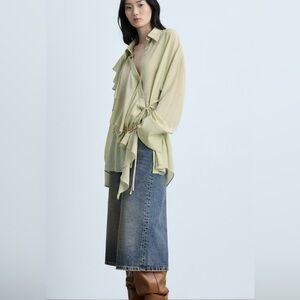 Mango Wideleg Denim Bermuda Shorts